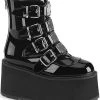 Demonia DAMNED-105 Black Patent Flatform Ankle Boots Shoes