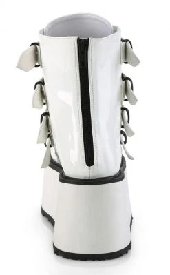 Demonia DAMNED-105 White Holo Flatform Ankle Boots
