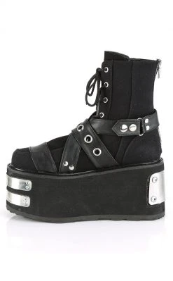 Demonia DAMNED-116 Black Canvas Boots Shoes