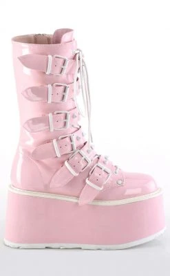 Demonia DAMNED-225 Baby Pink Holographic Boots