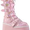 Demonia DAMNED-225 Baby Pink Holographic Boots 1 Demonia DAMNED-225 Baby Pink Holographic Boots
