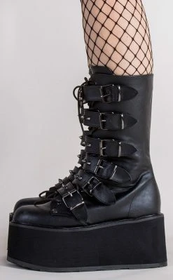 Demonia Shoes DAMNED-225 Black Vegan Leather Boots