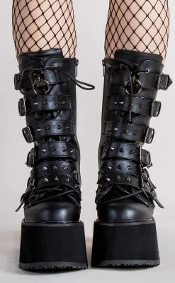 Demonia Shoes DAMNED-225 Black Vegan Leather Boots