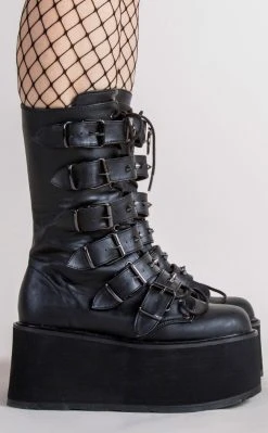Demonia Shoes DAMNED-225 Black Vegan Leather Boots