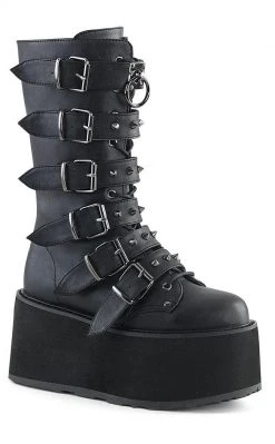 Demonia Shoes DAMNED-225 Black Vegan Leather Boots