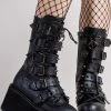 Demonia Shoes DAMNED-225 Black Vegan Leather Boots