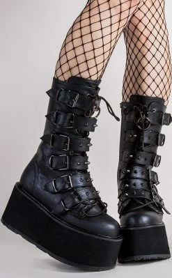 Demonia Shoes DAMNED-225 Black Vegan Leather Boots