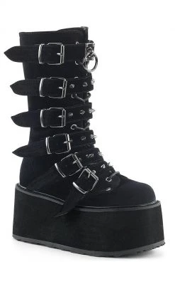 Demonia DAMNED-225 Black Velvet Boots Shoes 11 Demonia DAMNED-225 Black Velvet Boots Shoes