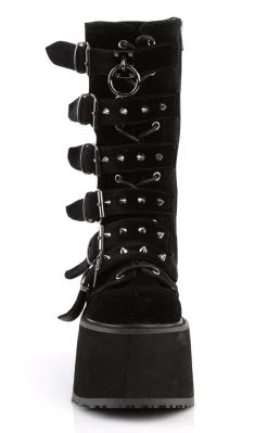 Demonia DAMNED-225 Black Velvet Boots Shoes 12 Demonia DAMNED-225 Black Velvet Boots Shoes