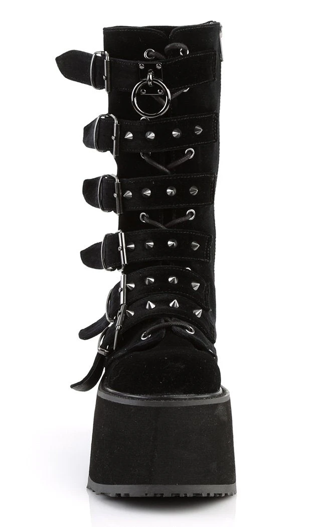 Demonia DAMNED-225 Black Velvet Boots Shoes 6 Demonia DAMNED-225 Black Velvet Boots Shoes