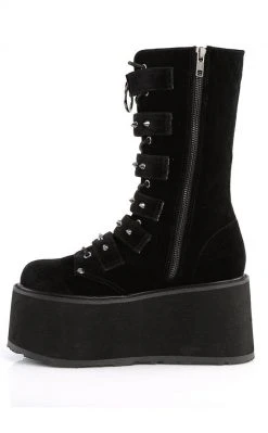 Demonia DAMNED-225 Black Velvet Boots Shoes 13 Demonia DAMNED-225 Black Velvet Boots Shoes