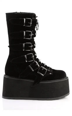 Demonia DAMNED-225 Black Velvet Boots Shoes 15 Demonia DAMNED-225 Black Velvet Boots Shoes