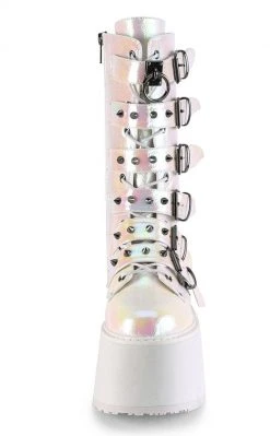 Demonia Shoes DAMNED-225 Pearl Iridescent Boots