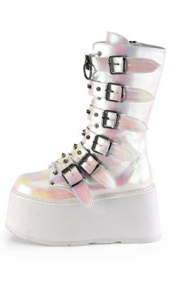 Demonia Shoes DAMNED-225 Pearl Iridescent Boots