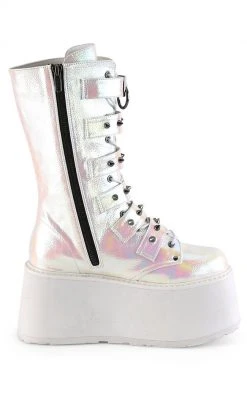 Demonia Shoes DAMNED-225 Pearl Iridescent Boots