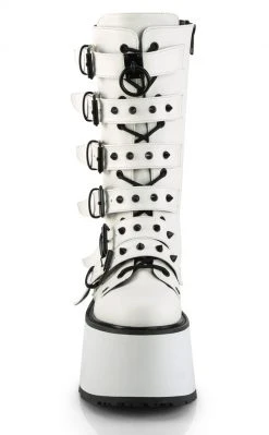 Demonia DAMNED-225 White Vegan Leather Boots
