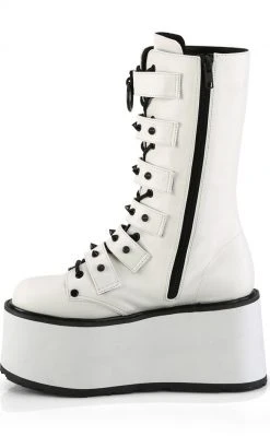 Demonia DAMNED-225 White Vegan Leather Boots 9 Demonia DAMNED-225 White Vegan Leather Boots