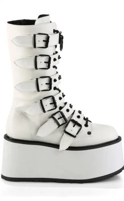 Demonia DAMNED-225 White Vegan Leather Boots 11 Demonia DAMNED-225 White Vegan Leather Boots