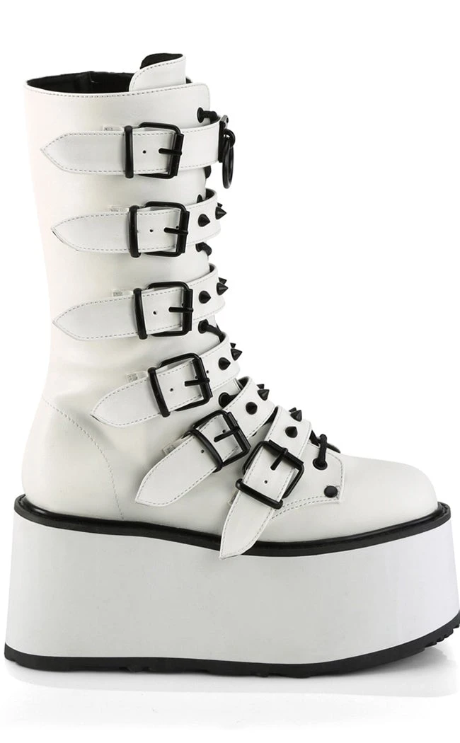 Demonia DAMNED-225 White Vegan Leather Boots 7 Demonia DAMNED-225 White Vegan Leather Boots