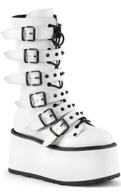Demonia DAMNED-225 White Vegan Leather Boots