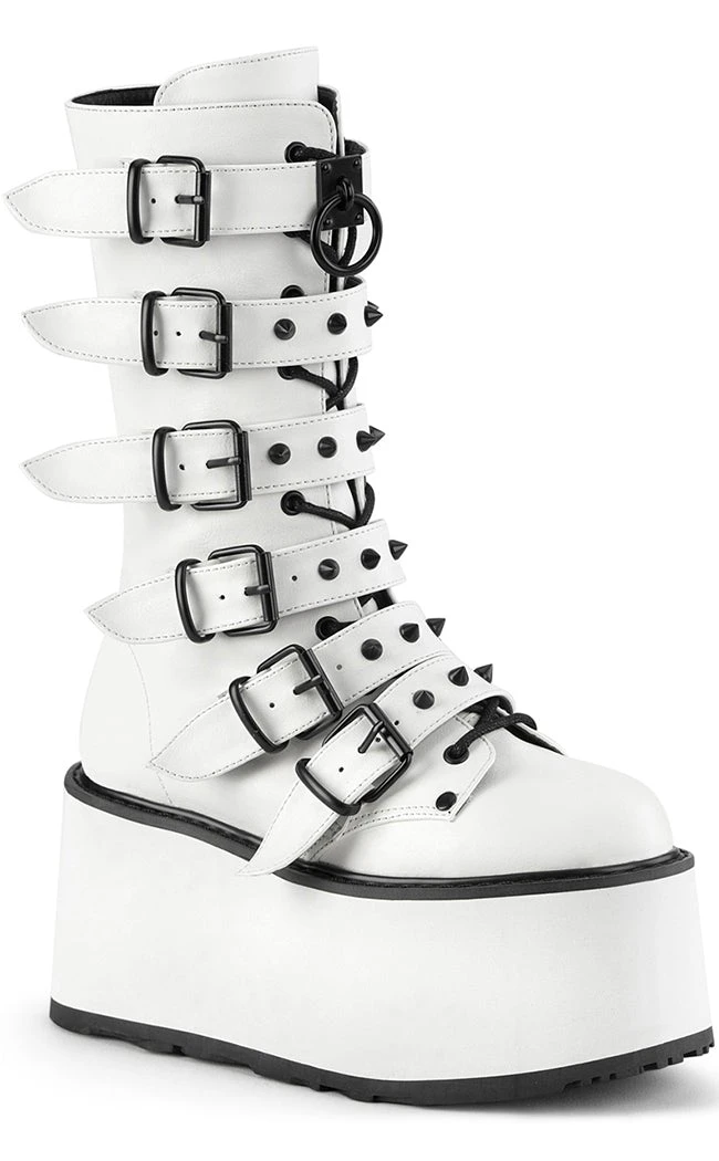 Demonia DAMNED-225 White Vegan Leather Boots 3 Demonia DAMNED-225 White Vegan Leather Boots
