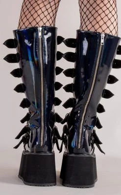 Demonia DAMNED-318 Black Holographic Boots (Au Stock)