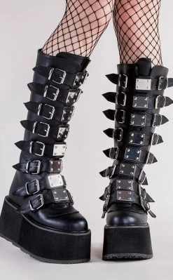 Demonia Shoes DAMNED-318 Black Vegan Leather Boots 9 Demonia Shoes DAMNED-318 Black Vegan Leather Boots