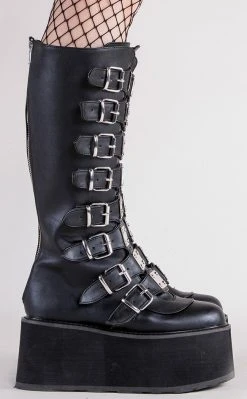 Demonia Shoes DAMNED-318 Black Vegan Leather Boots 10 Demonia Shoes DAMNED-318 Black Vegan Leather Boots