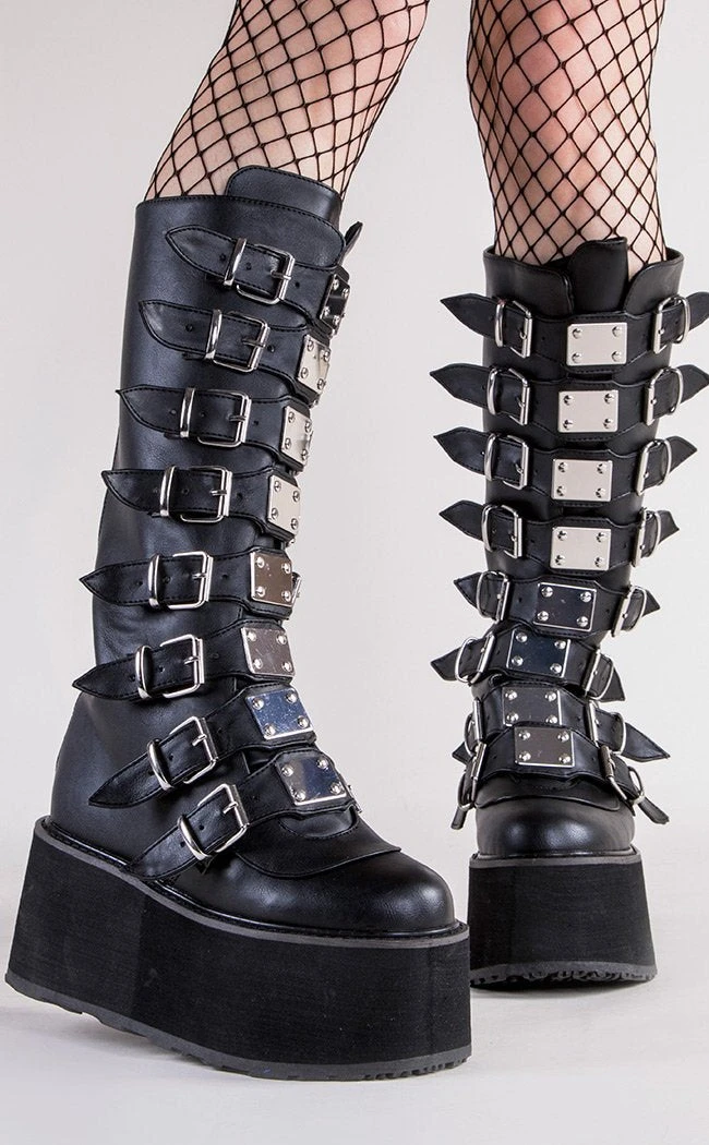 Demonia Shoes DAMNED-318 Black Vegan Leather Boots 3 Demonia Shoes DAMNED-318 Black Vegan Leather Boots