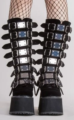 Demonia DAMNED-318 Black Velvet Boots (Au Stock)