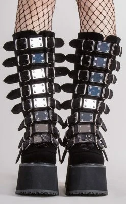Demonia Shoes DAMNED-318 Black Velvet Boots