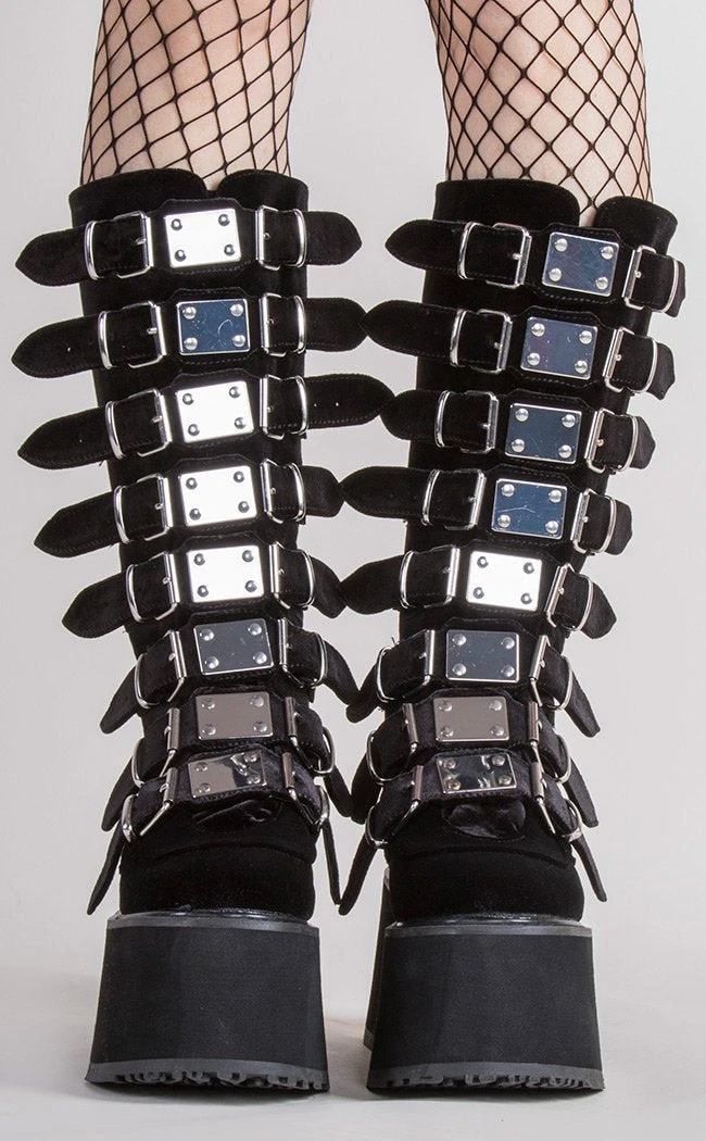 Demonia Shoes DAMNED-318 Black Velvet Boots 4 Demonia Shoes DAMNED-318 Black Velvet Boots