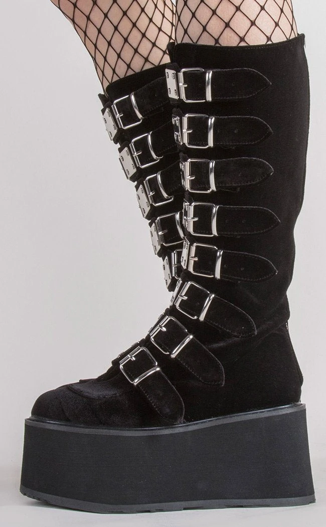 Demonia Shoes DAMNED-318 Black Velvet Boots 5 Demonia Shoes DAMNED-318 Black Velvet Boots