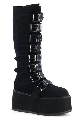 Demonia Shoes DAMNED-318 Black Velvet Boots 11 Demonia Shoes DAMNED-318 Black Velvet Boots