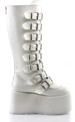 Demonia DAMNED-318 White Vegan Leather Boots (Au Stock) Shoes