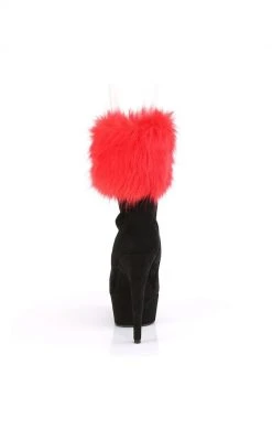 Pleaser DELIGHT-1000 Fur & Black Suede Ankle Boot Pole Shoes