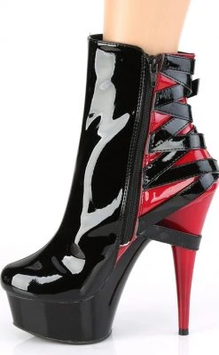 Pleaser DELIGHT-1012 Black/Red Patent Strappy Boots Pole Shoes