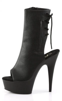 Pleaser DELIGHT-1018 Black Faux Leather Ankle Boots