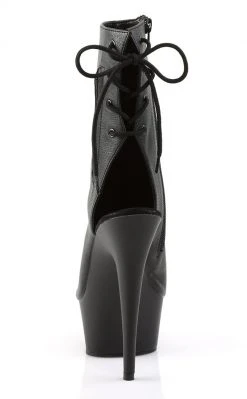Pleaser DELIGHT-1018 Black Faux Leather Ankle Boots
