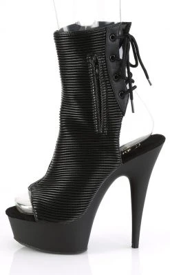 Pleaser DELIGHT-1018 Black Quilted Ankle Boots Pole Shoes