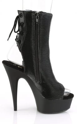 Pleaser DELIGHT-1018 Black Quilted Ankle Boots Pole Shoes