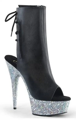 Pleaser DELIGHT-1018LG Silver Multi Glitter Boots Pole Shoes