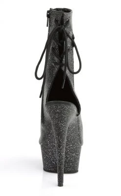 Pleaser DELIGHT-1018MMG Black Faux Leather Ankle Boots Pole Shoes