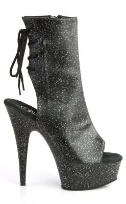 Pleaser DELIGHT-1018MMG Black Faux Leather Ankle Boots Pole Shoes