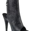 Pleaser DELIGHT-1018MMG Black Faux Leather Ankle Boots Pole Shoes