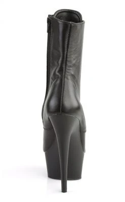 Pleaser DELIGHT-1020 Black Leather Ankle Boots Pole Shoes