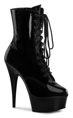 Pleaser DELIGHT-1020 Black Patent Ankle Boots (Au Stock)