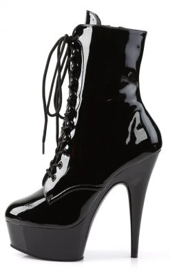 Pleaser Pole Shoes DELIGHT-1020 Black Patent Ankle Boots