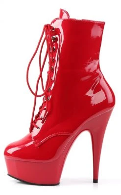Pleaser Sale DELIGHT-1020 Red Patent Ankle Boots (Au Stock)