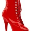 Pleaser Pole Shoes DELIGHT-1020 Red Patent Ankle Boots